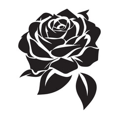 Sticker - A Beautiful Rose Vector Illustration Design Black color