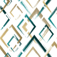 Poster - Abstract geometric seamless pattern. Repeating geometry line background for design prints. Repeated brush strokes shapes. Watercolor texture. Repeat whimsical Intersection lines. Vector illustration