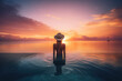 © yurakrasil - Woman relaxing in infinity swimming pool in Maldives, AI