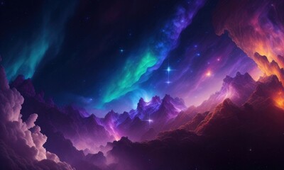 Wall Mural - Colorful nebular galaxy stars and clouds as universe wallpaper