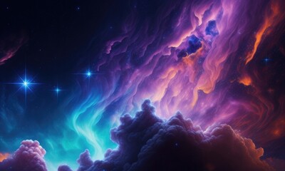 Wall Mural - Colorful nebular galaxy stars and clouds as universe wallpaper