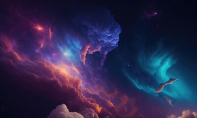 Wall Mural - Colorful nebular galaxy stars and clouds as universe wallpaper