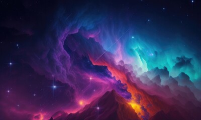 Wall Mural - Colorful nebular galaxy stars and clouds as universe wallpaper