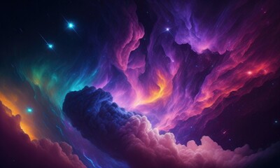 Wall Mural - Colorful nebular galaxy stars and clouds as universe wallpaper