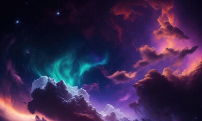 Wall Mural - Colorful nebular galaxy stars and clouds as universe wallpaper