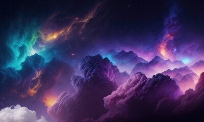 Wall Mural - Colorful nebular galaxy stars and clouds as universe wallpaper