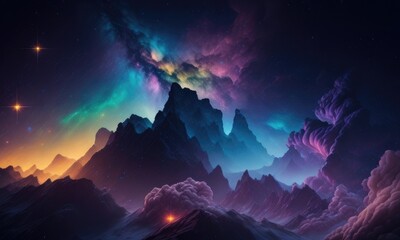 Wall Mural - Colorful nebular galaxy stars and clouds as universe wallpaper