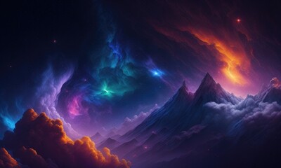 Wall Mural - Colorful nebular galaxy stars and clouds as universe wallpaper