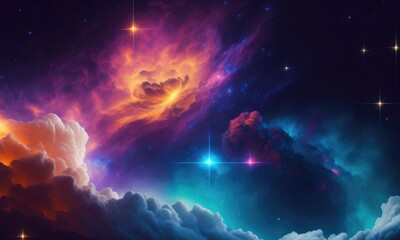 Wall Mural - Colorful nebular galaxy stars and clouds as universe wallpaper