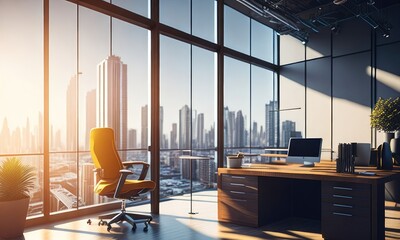 Wall Mural - Office background modern amazing view at morning