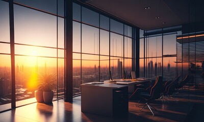 Wall Mural - Office background modern amazing view at evening