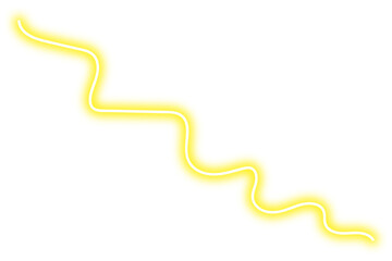 Poster - Neon yellow line png. Shiny abstract shape on transparent background.