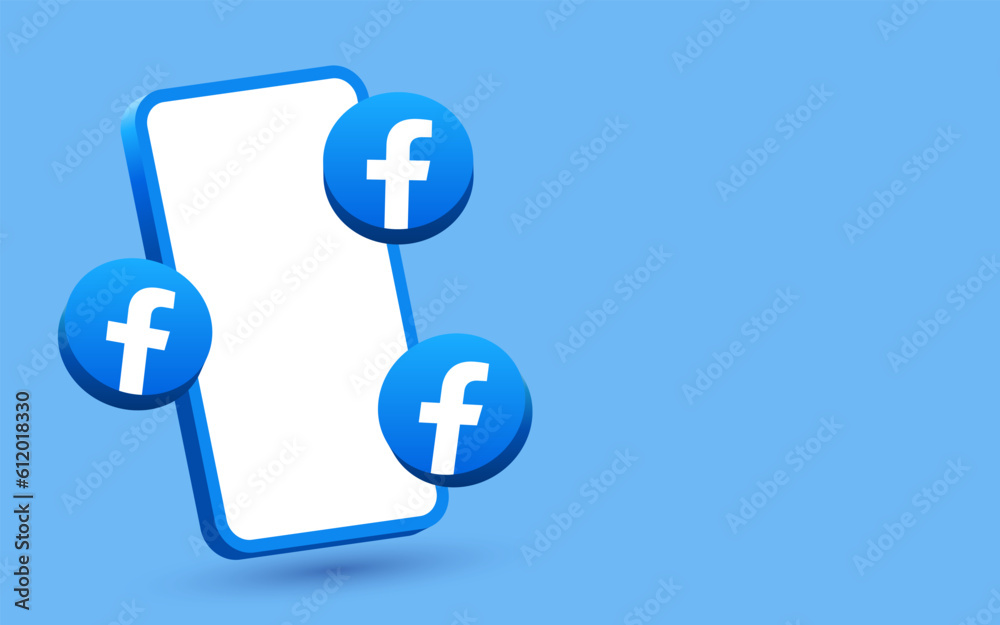 Smartphone with 3d facebook logo social media icons. social media logo ...