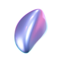 Wall Mural - 3d holographic liquid shape, iridescent chrome fluid bubble isolated on white background. Render of abstract holographic metal blob with rainbow gradient effect. 3d vector geometric illustration