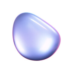 Wall Mural - 3d holographic liquid shape, iridescent chrome fluid bubble isolated on white background. render of 