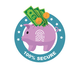 Wall Mural - investment and savings concept. money and piggy bank vector icon.
