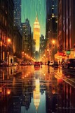 Fototapeta Nowy Jork - View of the city. AI generated art illustration.