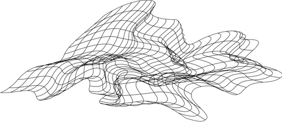 Net flying waving. Texture wave textile. Fabric square cells sea wind. Vector illustration rolling hills. Flag windy stream flow. Network structure surface checkered background sport lines border.