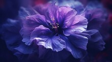 Blue Iris Flower Background In Darkness, Generative Ai.