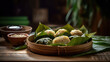 Dragon Boat Festival Chinese rice dumpling jujube zongzi. Generative AI