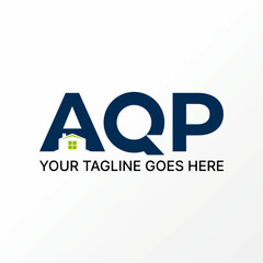 Poster - Logo design graphic concept creative abstract premium free vector stock letter AQP font with home house negative space. Related to business property