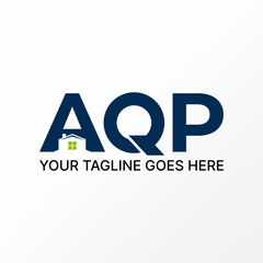 Poster - Logo design graphic concept creative abstract premium free vector stock letter AQP font with house home negative space. Related to business property