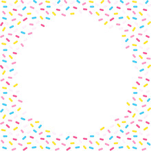Sugar Sprinkles Circle Frame On Transparent Background. Donut Glaze Or Birthday Cake Decoration. 