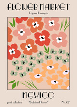 Flower Market Poster. Abstract Floral Illustration. Posters Aesthetic, Floral Art, Botanical Print