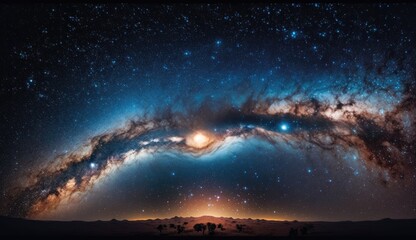 Wall Mural - Panorama view universe space shot of milky way galaxy