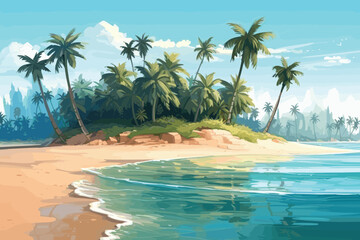 beach with palm trees and sea