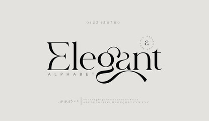 elegant font uppercase lowercase and number. classic lettering minimal fashion designs. typography m