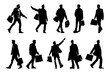 © ITrWorks - man happy carrying shopping bag silhouette set