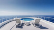 © wetzkaz - a small whirlpool on a yacht or large passenger ship, cruise ship, two deck chairs, wide horizon and deep blue water, in the middle of the sea, fictitious place