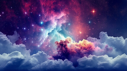 Wall Mural - colourful space galaxy nebula  night cosmos, abstract, fictional