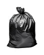 Black garbage bag isolated on transparent or white background, png