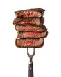 © Medard - Slices of beef steak on a fork isolated on transparent or white background, png