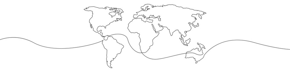 world map icon line continuous drawing vector. one line world map icon vector background. world map 