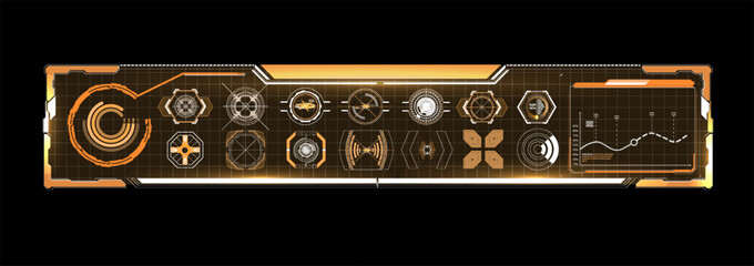 Poster - Futuristic Vector HUD Interface Screen Design. Digital callouts titles. HUD UI GUI futuristic user interface screen elements set. High tech screen for video game. Sci-fi concept design.