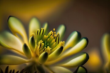 Canvas Print - close-up of a vibrant flower with a blurred background. Generative AI