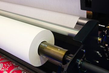 Poster - Rolls paper and fabric in wide industrial plotter
