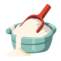 Sticker - Organic flour in plastic bowl, isolated illustration