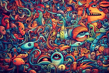 Colorful doodle art Generative AI