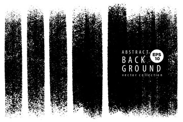 Poster - Vector set of hand drawn vertical brush strokes, stains for backdrops. Black color design elements set. One color artistic hand drawn backgrounds.
