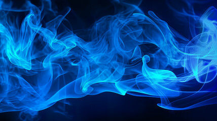 Wall Mural - Blue smoke texture background, abstract gas pattern with mystic lines, generative AI.