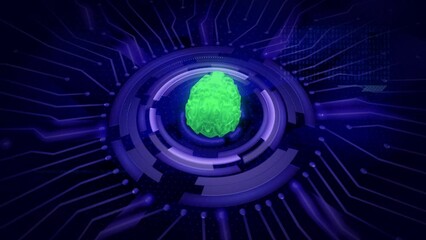 Wall Mural - brain, a.i. 3d motion graphics concept. a futuristic technology and science composition video templa