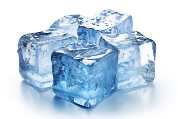 Poster - ice cubes isolated on white background. Generated by AI.