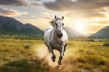 Wall Mural - Horses Galloping Through a Sunflower Field