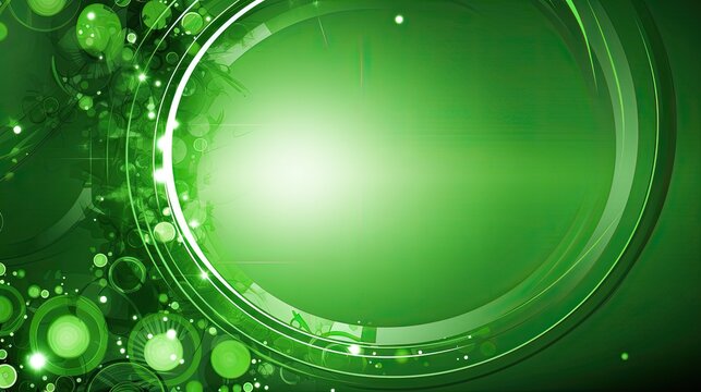 Green Technical Background with Abstract Circle and Cog Design. Ideal for Billboards, Banners, and Cards - AR 16:9 Ratio: Generative AI