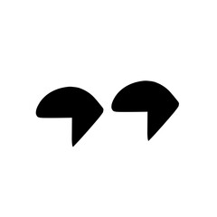 Punctuation flat mark set. Quote icons for conversation, quote, comments. A symbol for highlighting direct speech, quotes, references and names. Silhouette and outline of double comma. 