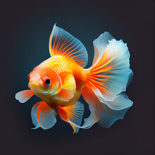Goldfish Isolated On A Dark Background Generative AI